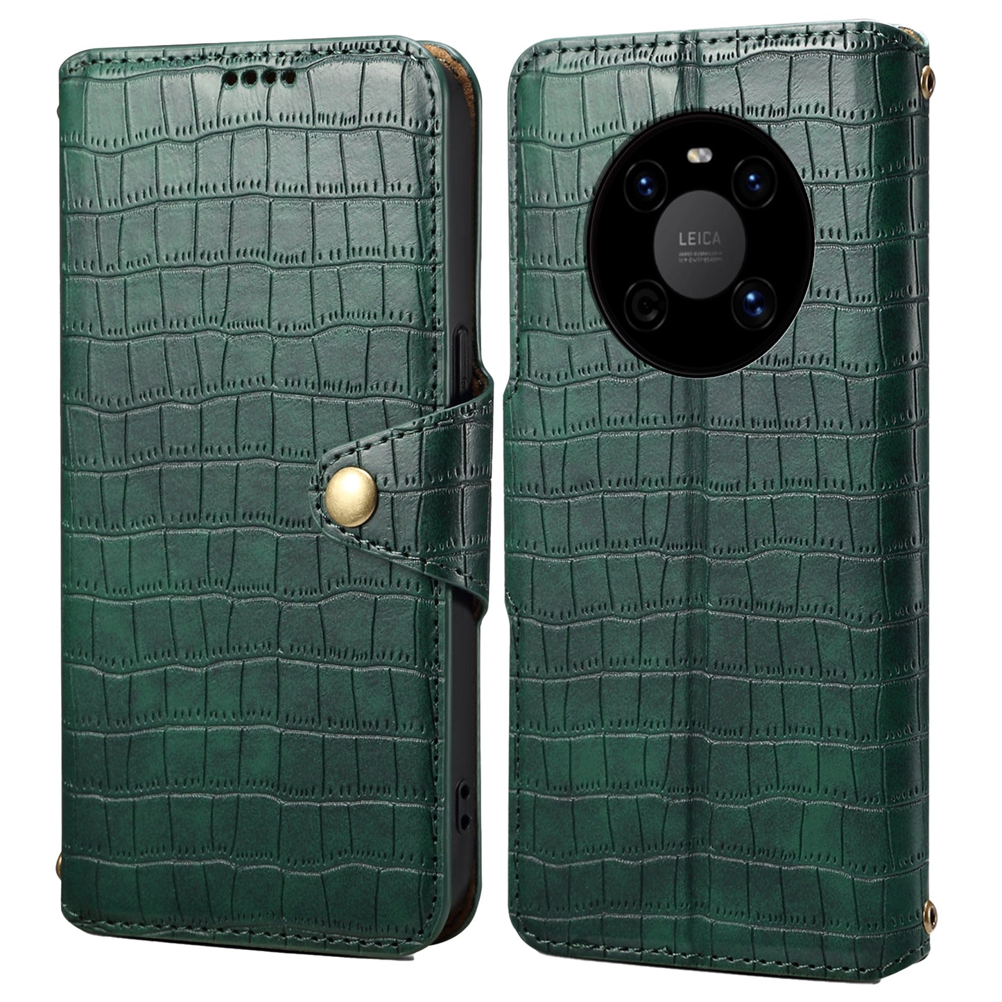 Huawei Mate 40 Denior Crocodile Texture Oil Edge Leather Phone Case with Card Wallet and Kickstand