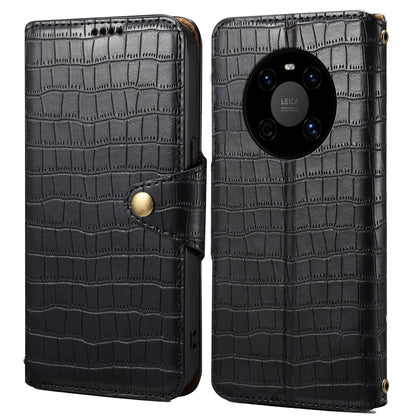 Huawei Mate 40 Denior Crocodile Texture Oil Edge Leather Phone Case with Card Wallet and Kickstand