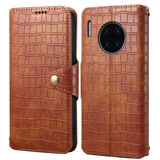 Huawei Mate 30 Pro Denior Crocodile Texture Oil Edge Leather Phone Case with Card Wallet and Kickstand