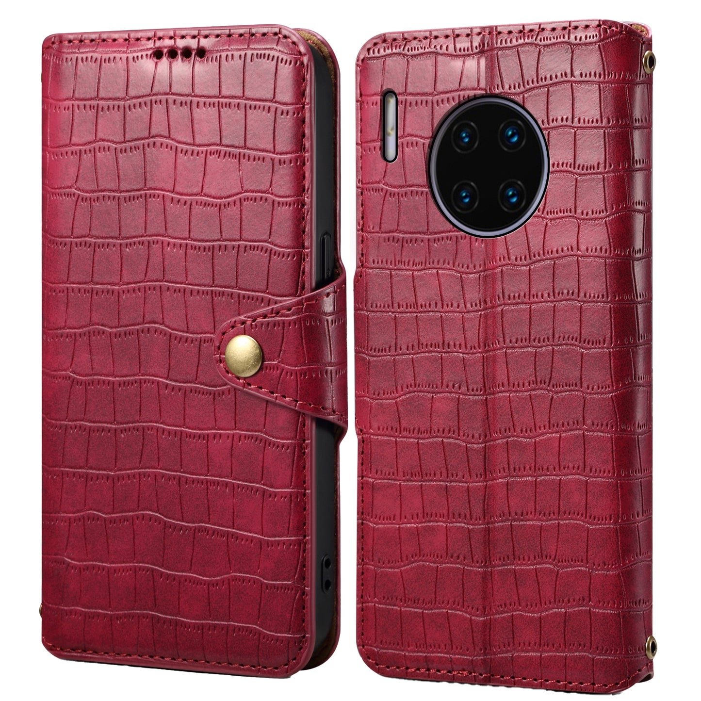 Huawei Mate 30 Pro Denior Crocodile Texture Oil Edge Leather Phone Case with Card Wallet and Kickstand