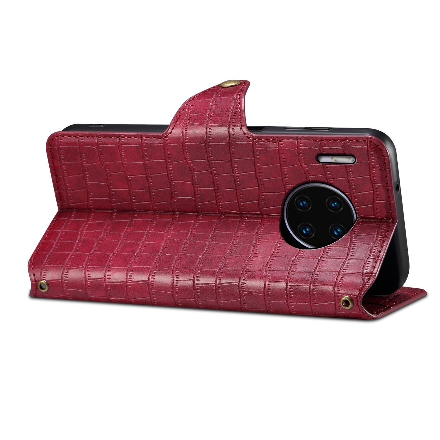 Huawei Mate 30 Pro Denior Crocodile Texture Oil Edge Leather Phone Case with Card Wallet and Kickstand