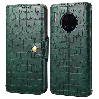 Huawei Mate 30 Pro Denior Crocodile Texture Oil Edge Leather Phone Case with Card Wallet and Kickstand