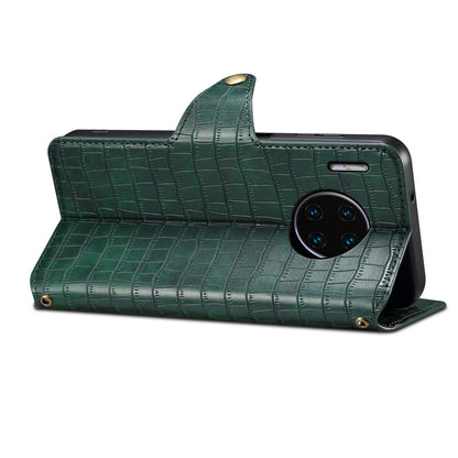 Huawei Mate 30 Pro Denior Crocodile Texture Oil Edge Leather Phone Case with Card Wallet and Kickstand