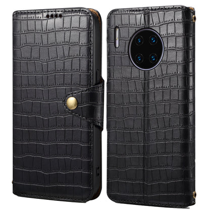 Huawei Mate 30 Pro Denior Crocodile Texture Oil Edge Leather Phone Case with Card Wallet and Kickstand