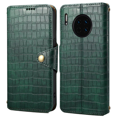 Huawei Mate 30 Denior Crocodile Texture Oil Edge Leather Phone Case with Card Wallet and Kickstand