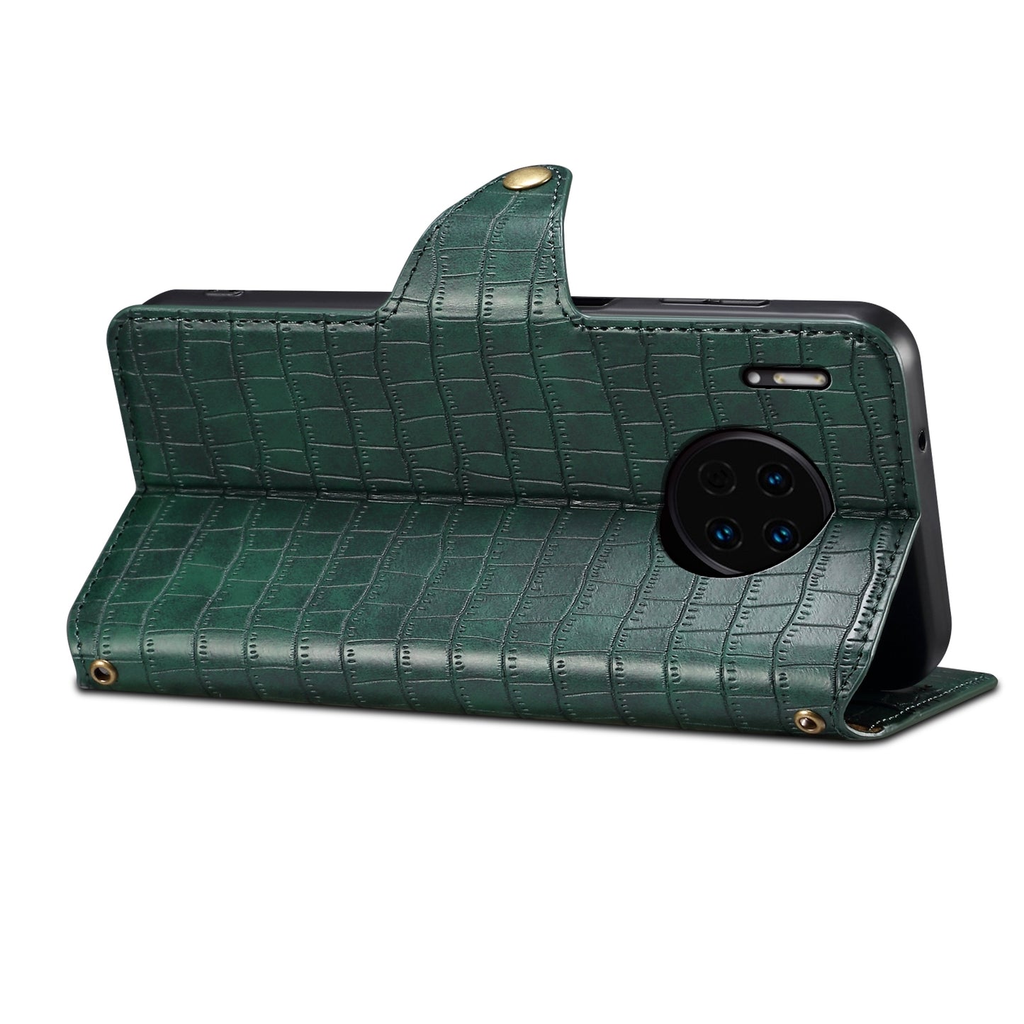 Huawei Mate 30 Denior Crocodile Texture Oil Edge Leather Phone Case with Card Wallet and Kickstand