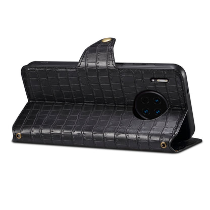 Huawei Mate 30 Denior Crocodile Texture Oil Edge Leather Phone Case with Card Wallet and Kickstand