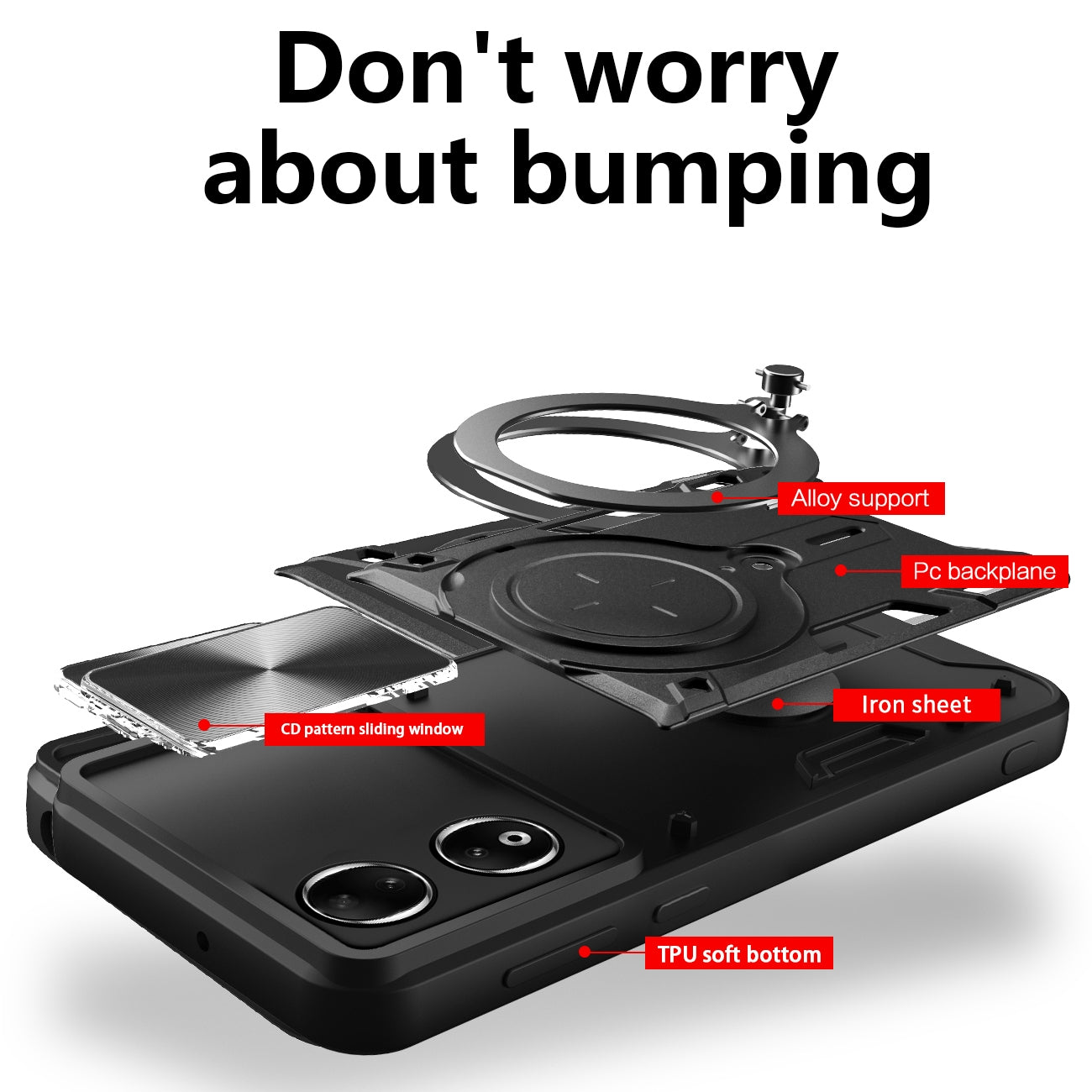 Honor 90 5G Magnetic Holder CD Texture Sliding Camshield Phone Case, TPU PC Shockproof Cover