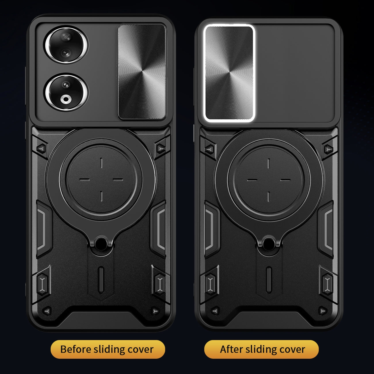 Honor 90 5G Magnetic Holder CD Texture Sliding Camshield Phone Case, TPU PC Shockproof Cover