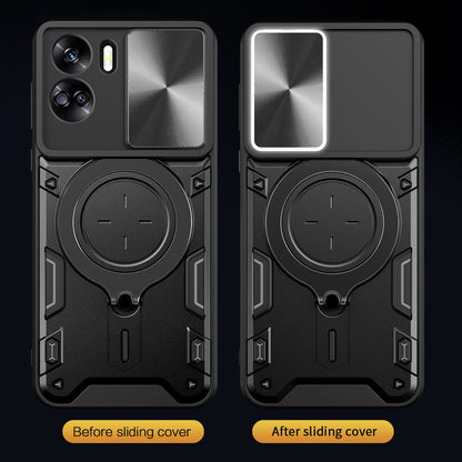 Honor 90 Lite 5G Magnetic Holder CD Texture Sliding Camshield Phone Case, TPU PC Shockproof Cover