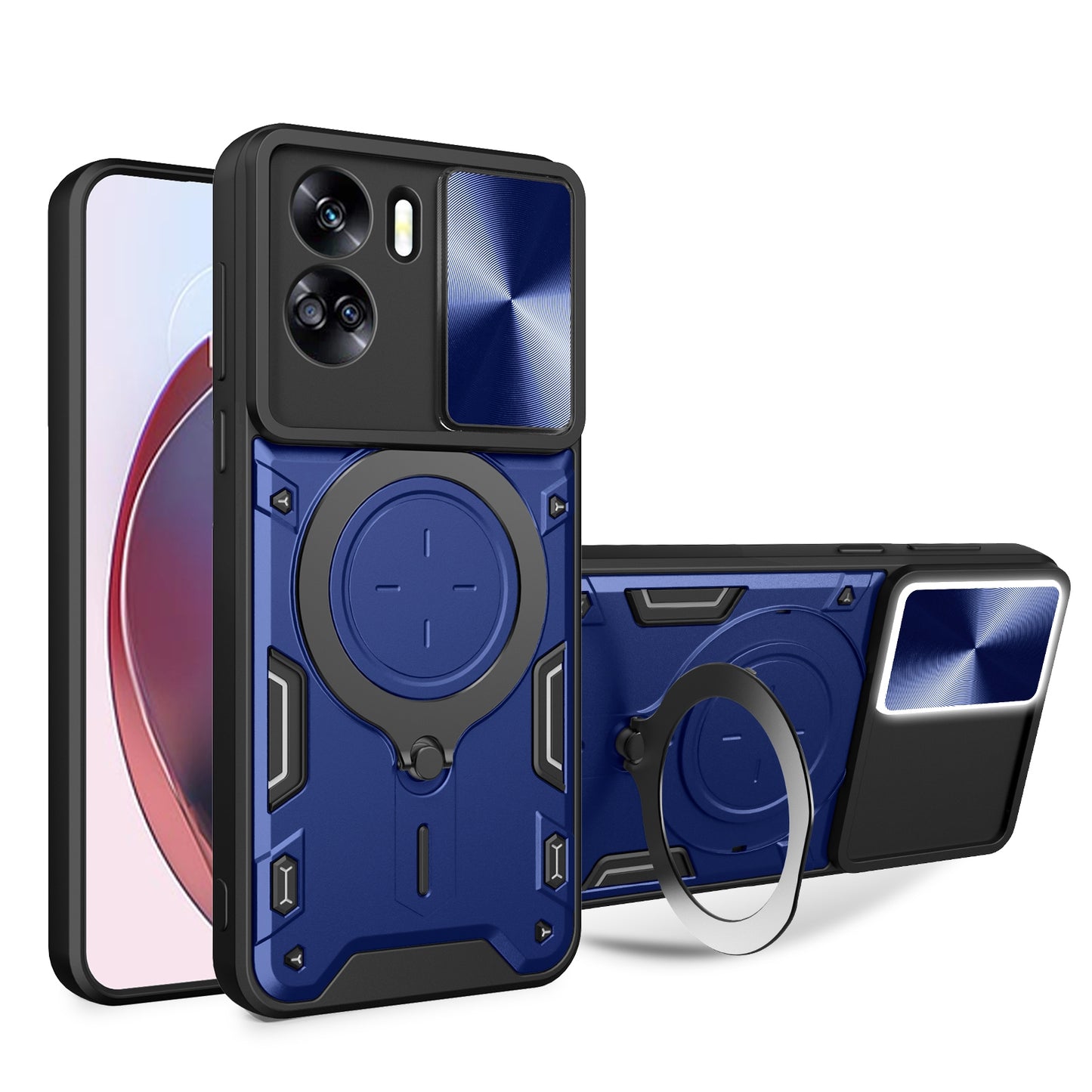 Honor 90 Lite 5G Magnetic Holder CD Texture Sliding Camshield Phone Case, TPU PC Shockproof Cover