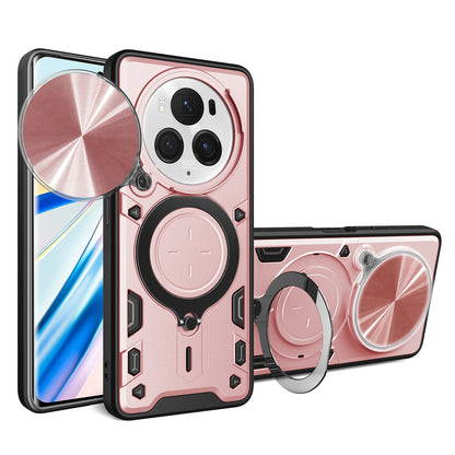 Honor Magic6 Pro 5G Magnetic Holder CD Texture Sliding Camshield Phone Case, TPU PC Shockproof Cover