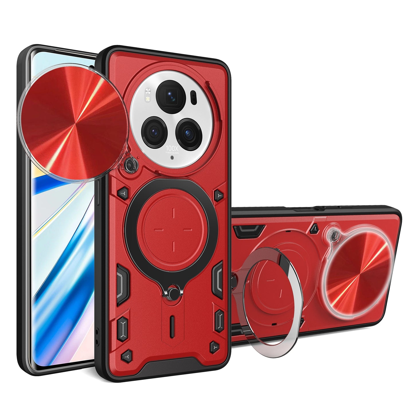 Honor Magic6 Pro 5G Magnetic Holder CD Texture Sliding Camshield Phone Case, TPU PC Shockproof Cover