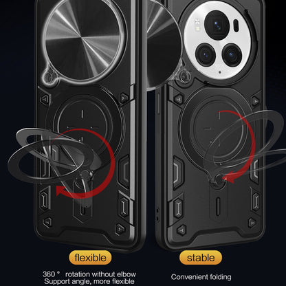 Honor Magic6 Pro 5G Magnetic Holder CD Texture Sliding Camshield Phone Case, TPU PC Shockproof Cover