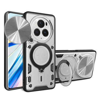 Honor Magic6 Pro 5G Magnetic Holder CD Texture Sliding Camshield Phone Case, TPU PC Shockproof Cover
