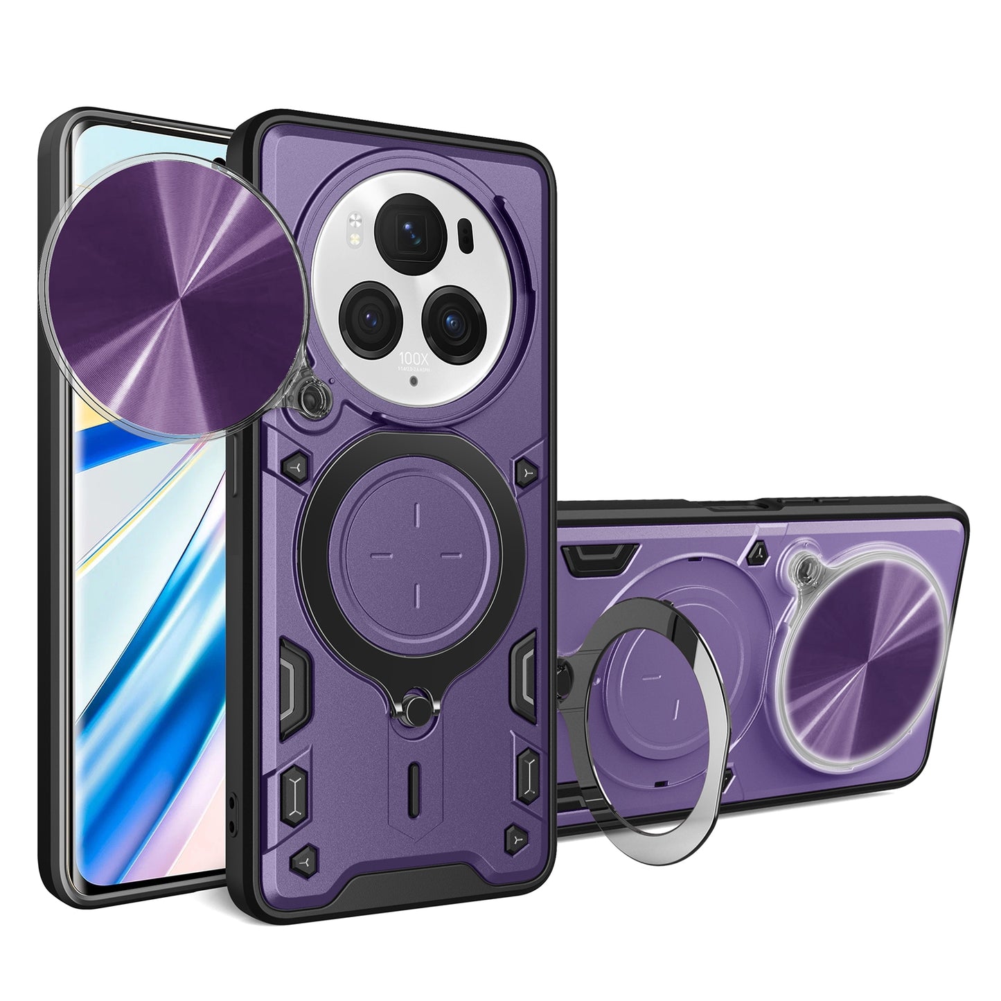 Honor Magic6 Pro 5G Magnetic Holder CD Texture Sliding Camshield Phone Case, TPU PC Shockproof Cover