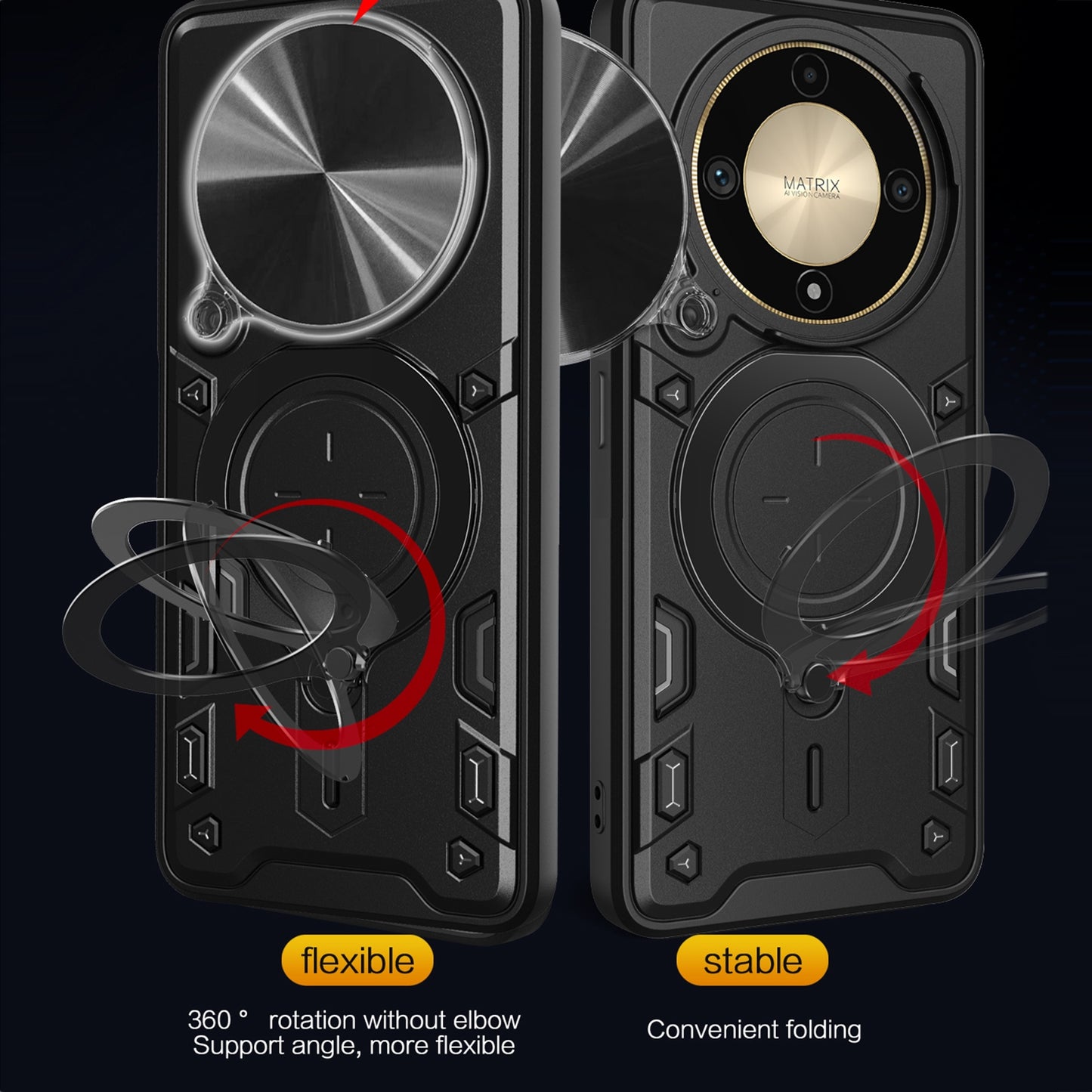 Honor X9b Magnetic Holder CD Texture Sliding Camshield Phone Case, TPU PC Shockproof Cover