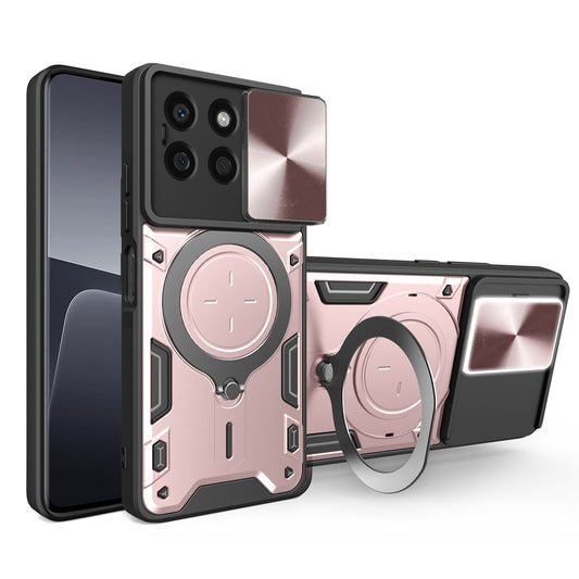 Honor X8b Magnetic Holder CD Texture Sliding Camshield Phone Case, TPU PC Shockproof Cover