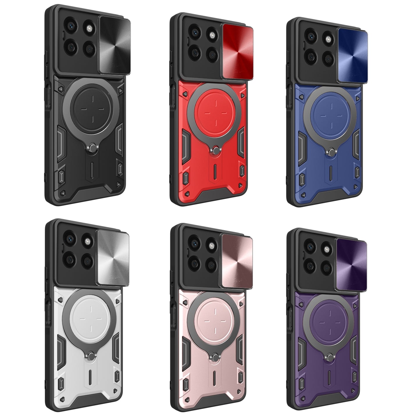Honor X8b Magnetic Holder CD Texture Sliding Camshield Phone Case, TPU PC Shockproof Cover