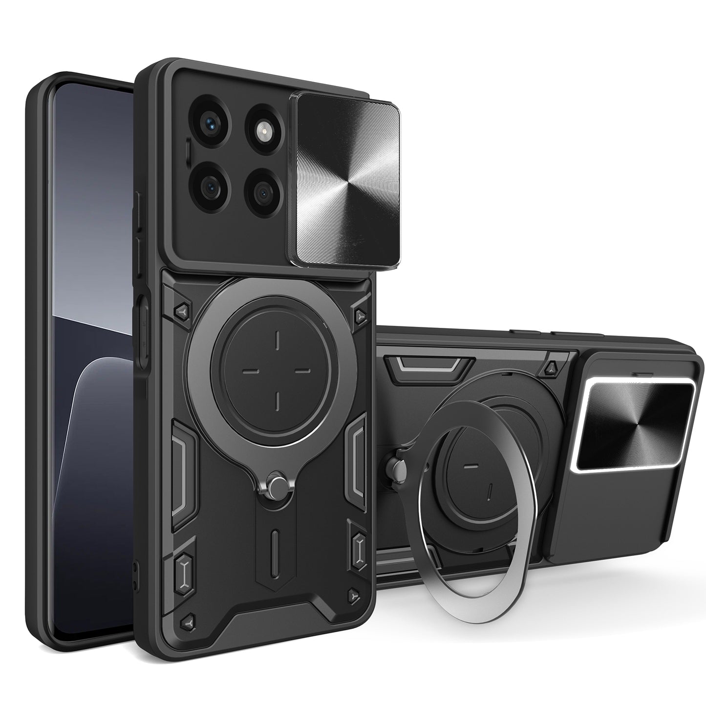 Honor X8b Magnetic Holder CD Texture Sliding Camshield Phone Case, TPU PC Shockproof Cover
