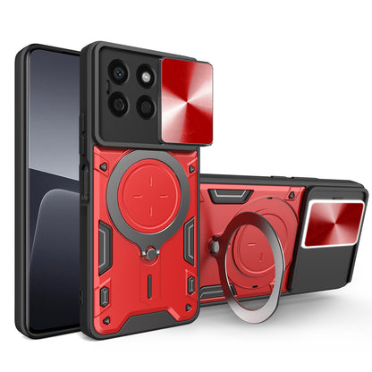 Honor X8b Magnetic Holder CD Texture Sliding Camshield Phone Case, TPU PC Shockproof Cover