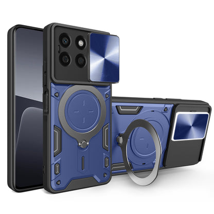 Honor X8b Magnetic Holder CD Texture Sliding Camshield Phone Case, TPU PC Shockproof Cover