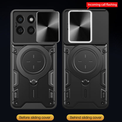 Honor X8b Magnetic Holder CD Texture Sliding Camshield Phone Case, TPU PC Shockproof Cover