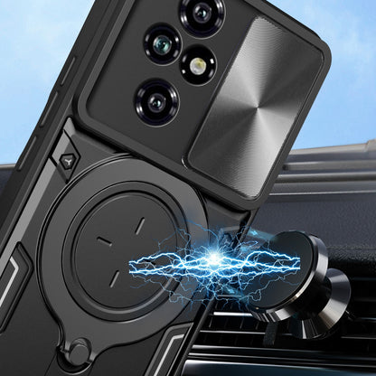 Honor 200 Magnetic Holder CD Texture Sliding Camshield Phone Case, TPU PC Shockproof Cover