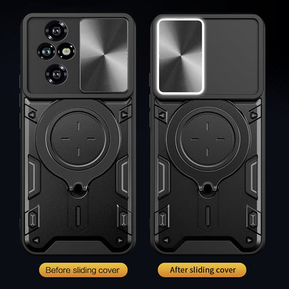 Honor 200 Magnetic Holder CD Texture Sliding Camshield Phone Case, TPU PC Shockproof Cover