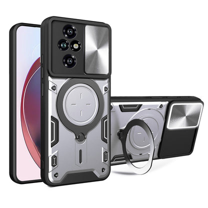 Honor 200 Magnetic Holder CD Texture Sliding Camshield Phone Case, TPU PC Shockproof Cover