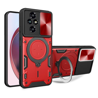 Honor 200 Pro Magnetic Holder CD Texture Sliding Camshield Phone Case, TPU PC Shockproof Cover