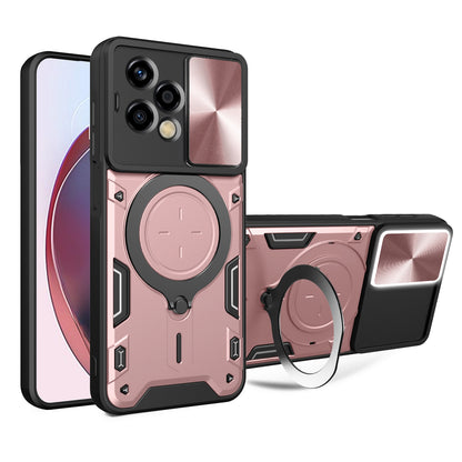 Honor 200 Lite Magnetic Holder CD Texture Sliding Camshield Phone Case, TPU PC Shockproof Cover
