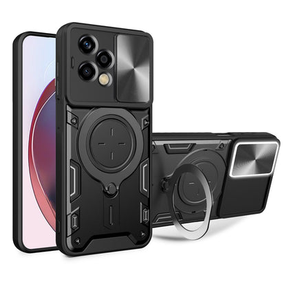 Honor 200 Lite Magnetic Holder CD Texture Sliding Camshield Phone Case, TPU PC Shockproof Cover