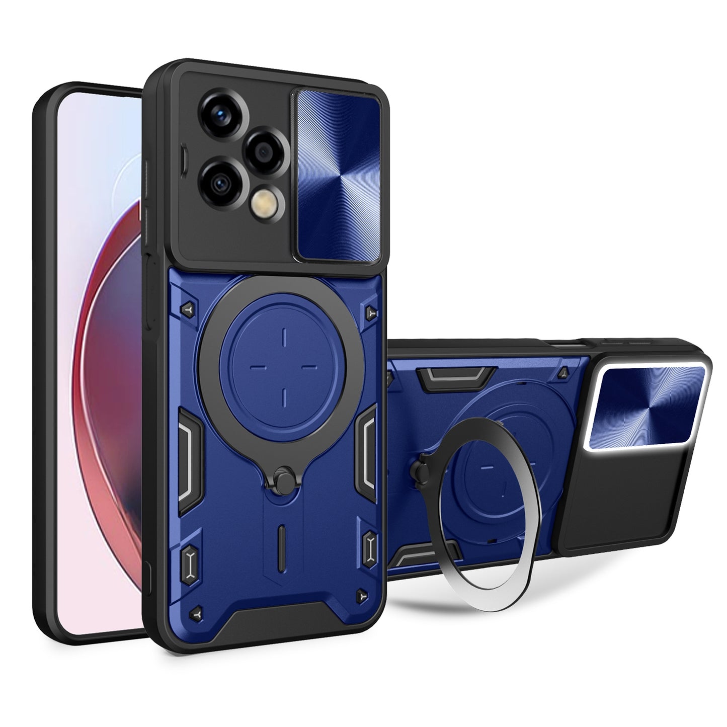 Honor 200 Lite Magnetic Holder CD Texture Sliding Camshield Phone Case, TPU PC Shockproof Cover