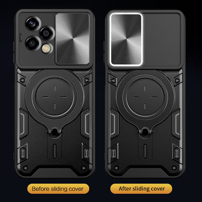 Honor 200 Lite Magnetic Holder CD Texture Sliding Camshield Phone Case, TPU PC Shockproof Cover