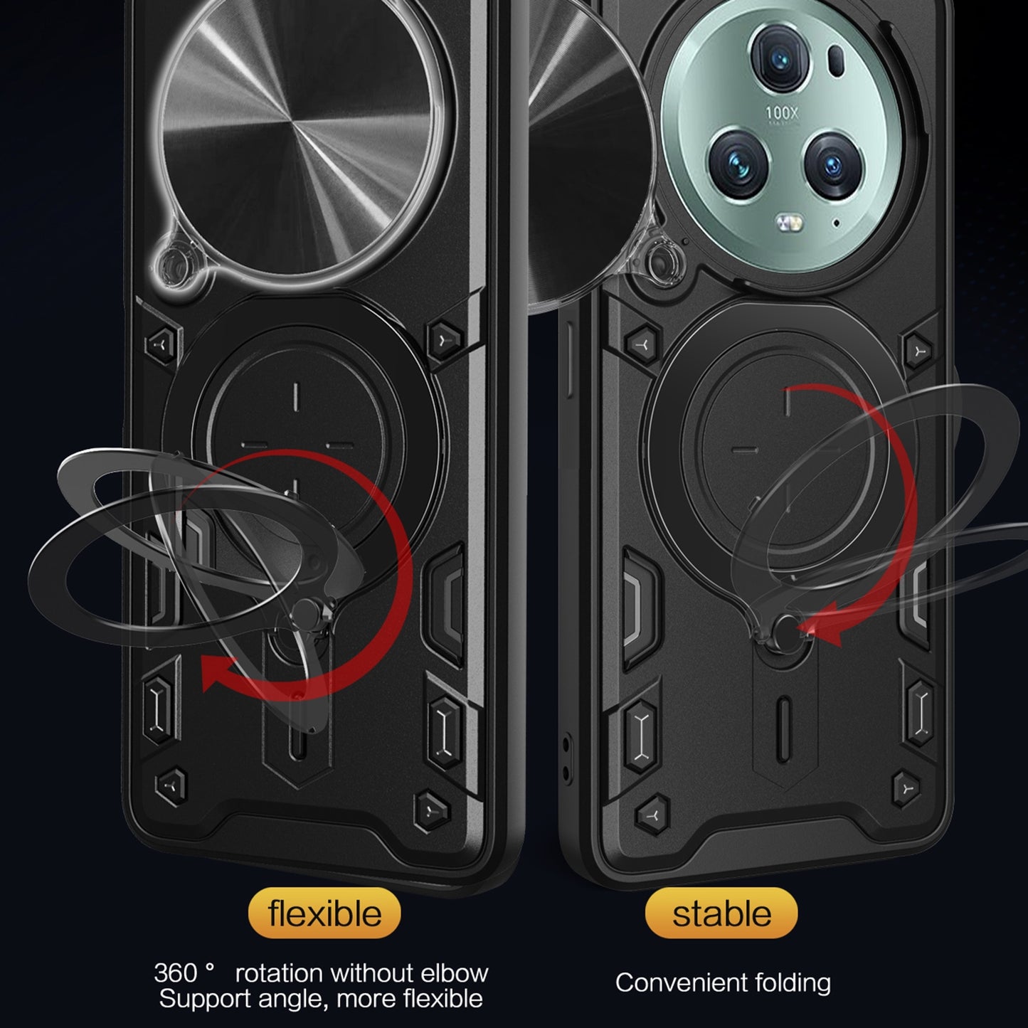 Honor Magic5 Pro Magnetic Holder CD Texture Sliding Camshield Phone Case, TPU PC Shockproof Cover