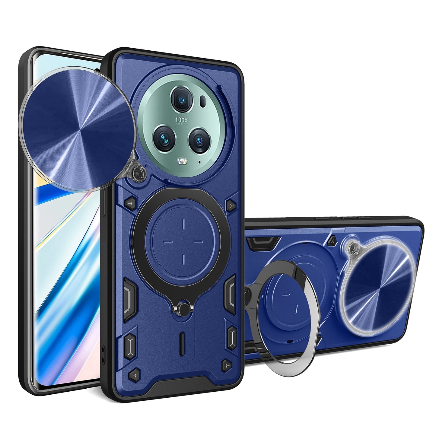 Honor Magic5 Pro Magnetic Holder CD Texture Sliding Camshield Phone Case, TPU PC Shockproof Cover