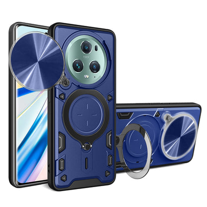 Honor Magic5 Pro Magnetic Holder CD Texture Sliding Camshield Phone Case, TPU PC Shockproof Cover