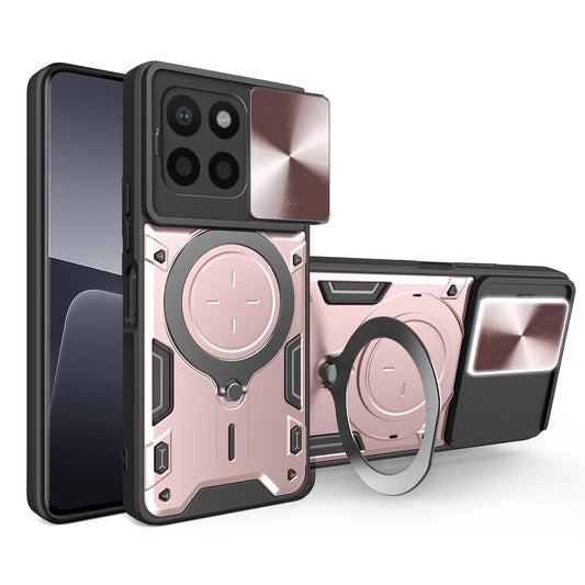 Honor X6 4G Magnetic Holder CD Texture Sliding Camshield Phone Case, TPU PC Shockproof Cover