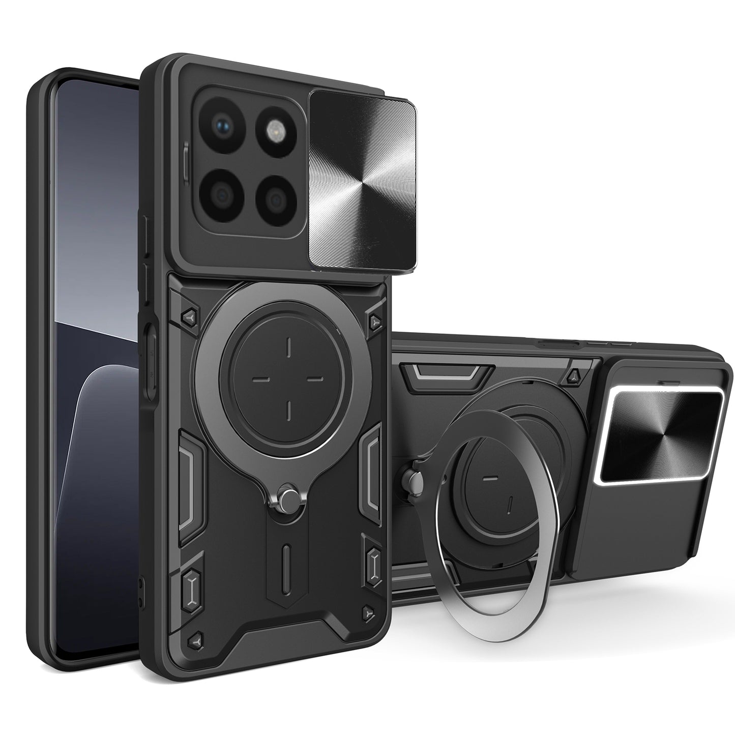 Honor X8 5G Magnetic Holder CD Texture Sliding Camshield Phone Case, TPU PC Shockproof Cover