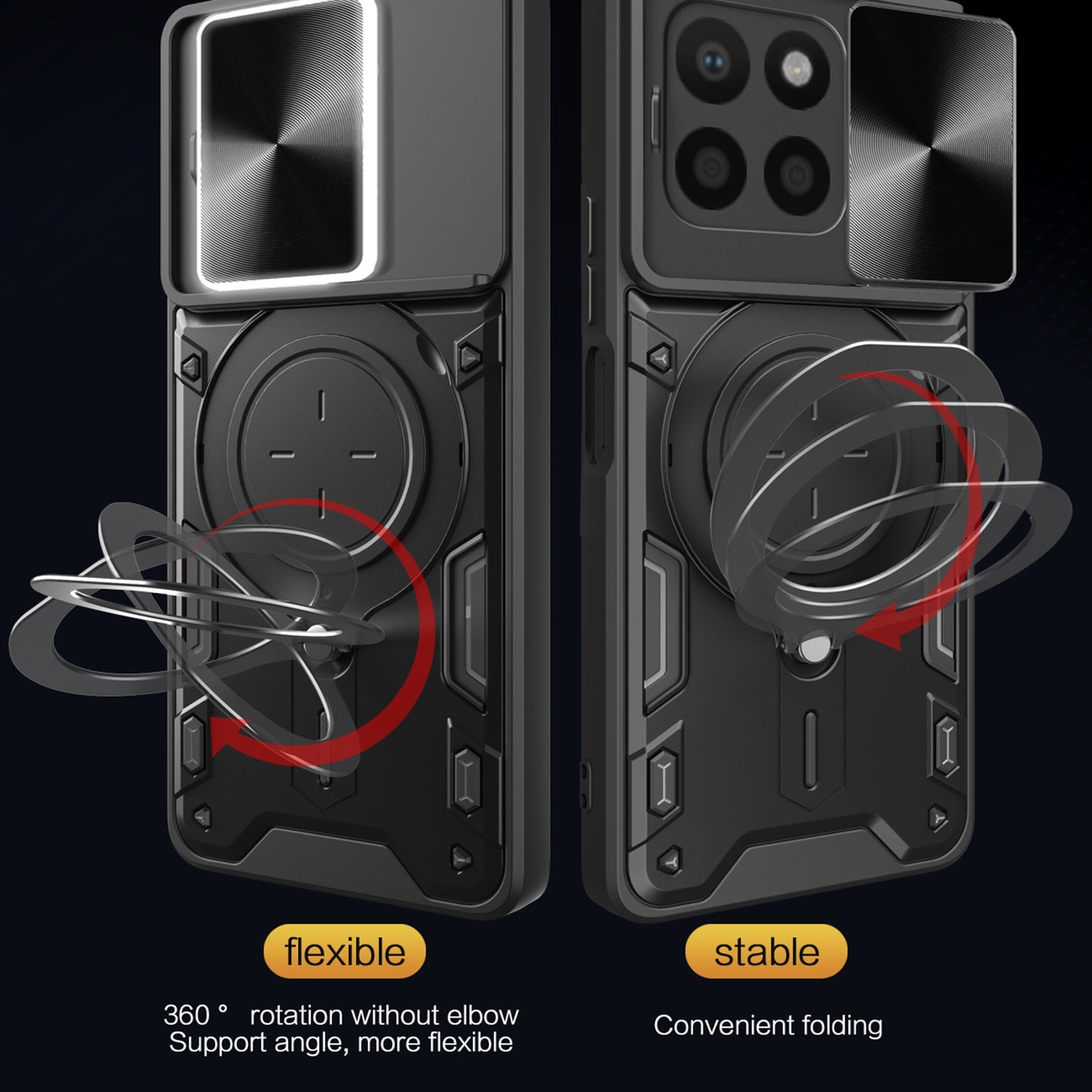 Honor X8 5G Magnetic Holder CD Texture Sliding Camshield Phone Case, TPU PC Shockproof Cover
