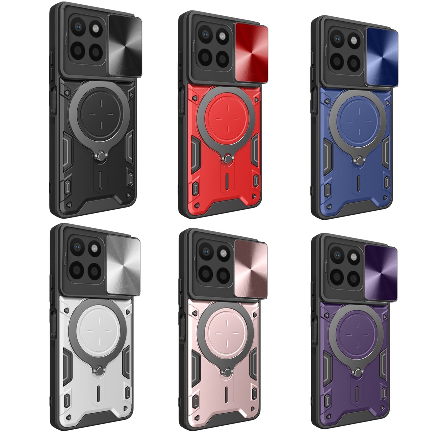 Honor X8 5G Magnetic Holder CD Texture Sliding Camshield Phone Case, TPU PC Shockproof Cover