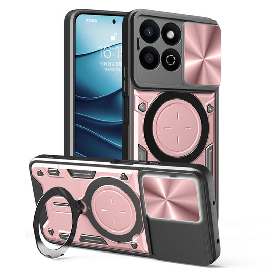 Honor 200 Smart Magnetic Holder CD Texture Sliding Camshield Phone Case, TPU PC Shockproof Cover