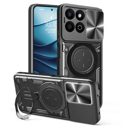 Honor 200 Smart Magnetic Holder CD Texture Sliding Camshield Phone Case, TPU PC Shockproof Cover