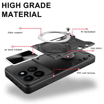 Honor 200 Smart Magnetic Holder CD Texture Sliding Camshield Phone Case, TPU PC Shockproof Cover