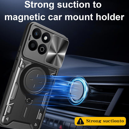 Honor 200 Smart Magnetic Holder CD Texture Sliding Camshield Phone Case, TPU PC Shockproof Cover