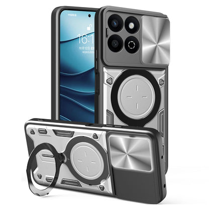 Honor 200 Smart Magnetic Holder CD Texture Sliding Camshield Phone Case, TPU PC Shockproof Cover