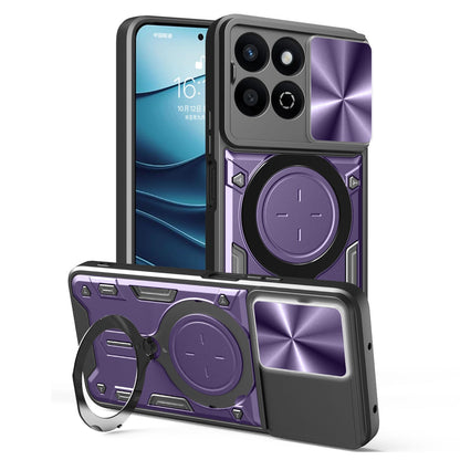 Honor 200 Smart Magnetic Holder CD Texture Sliding Camshield Phone Case, TPU PC Shockproof Cover