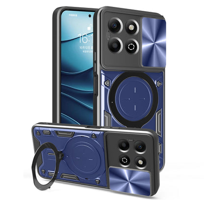 Honor X6b 4G Magnetic Holder CD Texture Sliding Camshield Phone Case, TPU PC Shockproof Cover