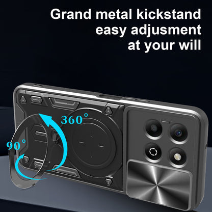 Honor X6b 4G Magnetic Holder CD Texture Sliding Camshield Phone Case, TPU PC Shockproof Cover